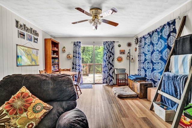 508 Hemlock Shores Dr, Goodview, VA 24095 - living room with wood finished floors and a ceiling fan