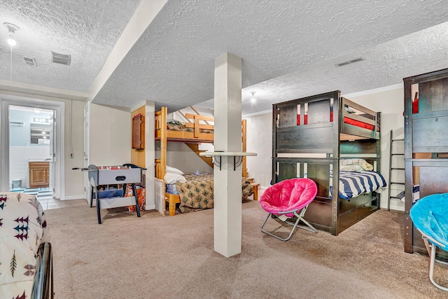508 Hemlock Shores Dr, Goodview, VA 24095 - carpeted bedroom featuring a textured ceiling, baseboards, and ensuite bath