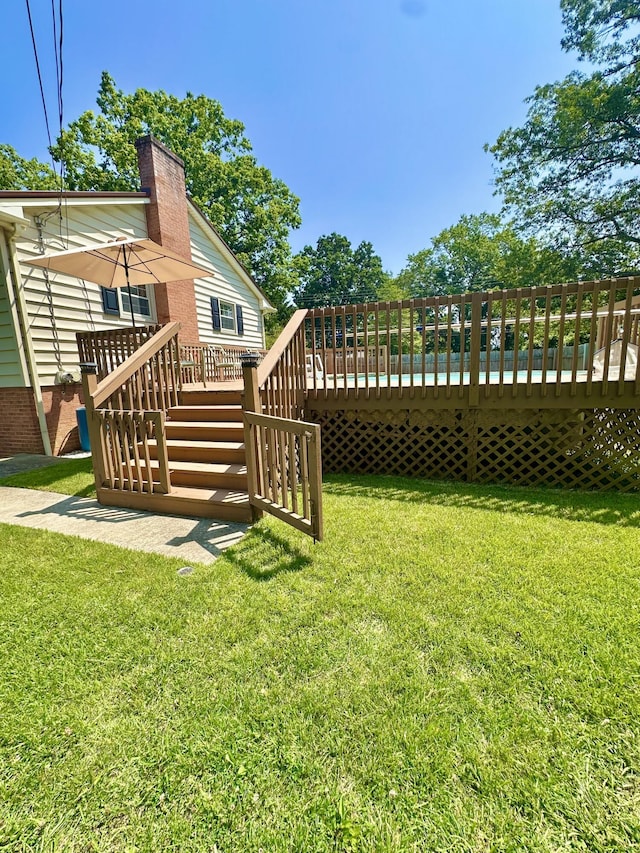 104 Wintergreen Ave, Clifton Forge, VA 24422 - view of grassy yard with a deck