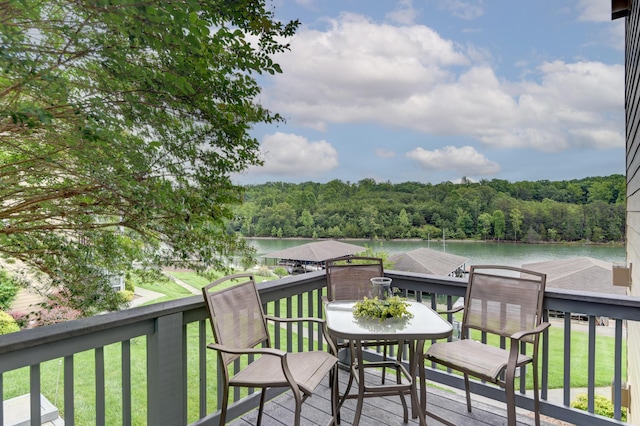 1103 Mariners Way Unit 5, Huddleston, VA 24104 - wooden terrace featuring a water view and a view of trees