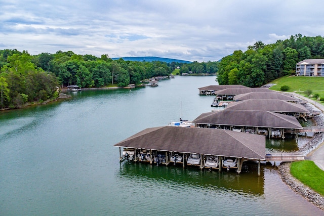 1103 Mariners Way Unit 5, Huddleston, VA 24104 - dock featuring a water view, boat lift, and a forest view