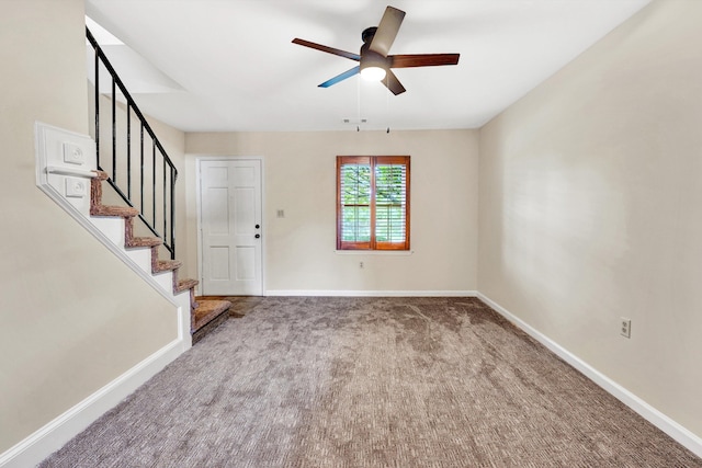 1801 Bluemont Ave SW Unit G, Roanoke, VA 24015 - foyer featuring a ceiling fan, baseboards, carpet, and stairway