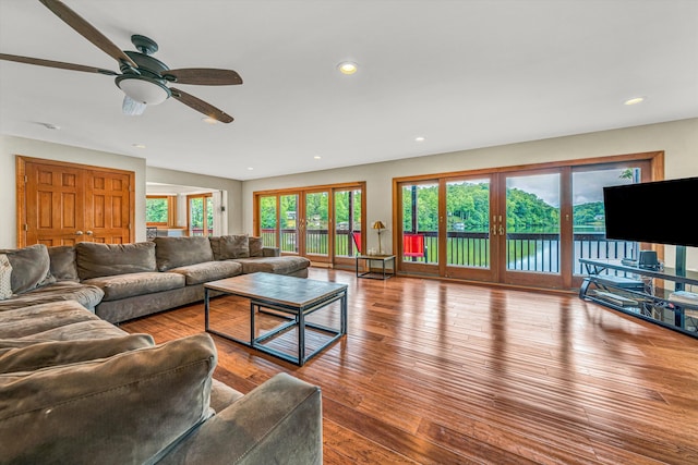 510 Crestview Rd, Wirtz, VA 24184 - living room with a ceiling fan, wood-type flooring, and recessed lighting