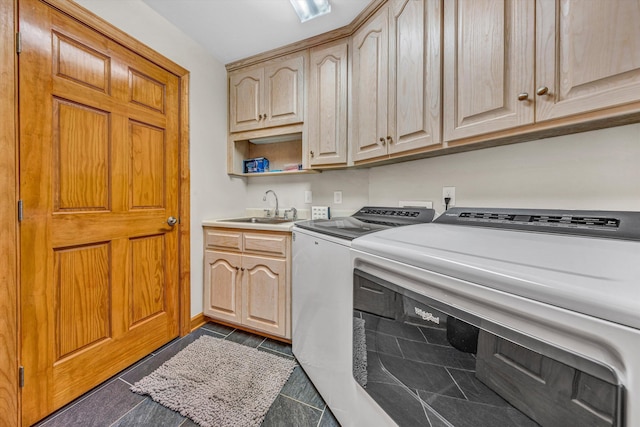510 Crestview Rd, Wirtz, VA 24184 - laundry room featuring washer and clothes dryer, cabinet space, and dark tile patterned flooring