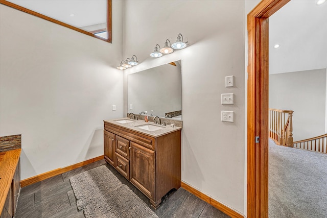 510 Crestview Rd, Wirtz, VA 24184 - bathroom with double vanity and baseboards