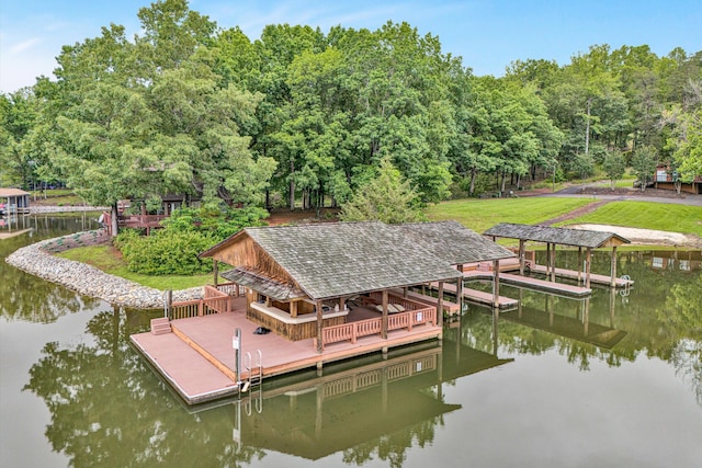510 Crestview Rd, Wirtz, VA 24184 - dock area featuring a water view and boat lift