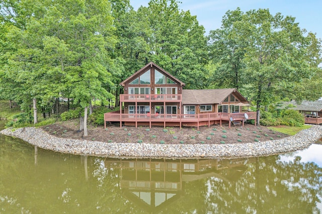 510 Crestview Rd, Wirtz, VA 24184 - rear view of house featuring a deck with water view
