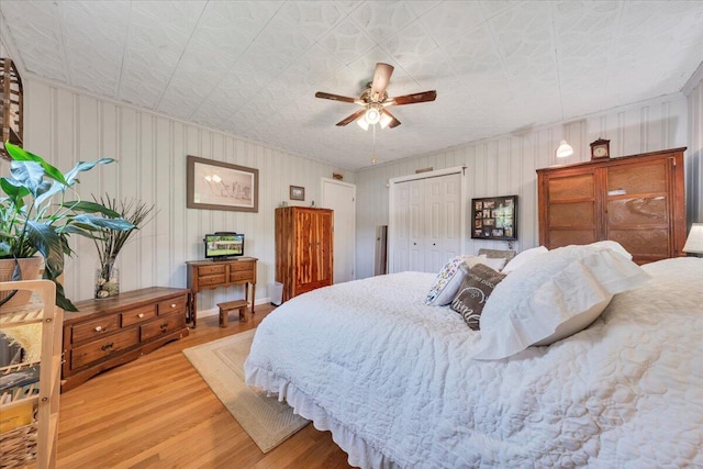3135 Doe Run Rd, Rocky Mount, VA 24151 - bedroom with light wood-style floors, an ornate ceiling, and a ceiling fan
