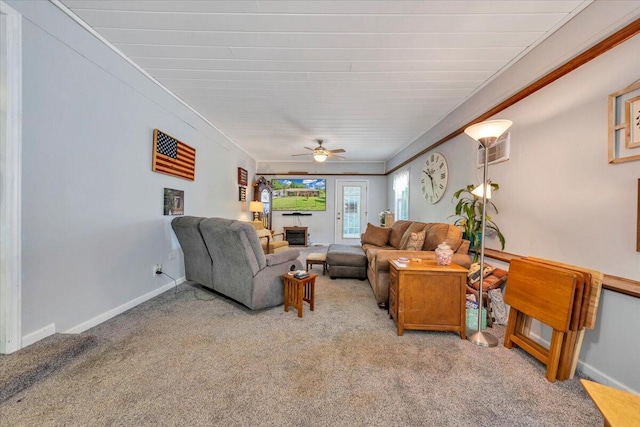 3135 Doe Run Rd, Rocky Mount, VA 24151 - carpeted living room with ceiling fan and baseboards