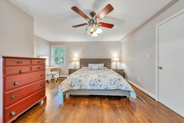 4708 Pawling St NW, Roanoke, VA 24012 - bedroom featuring dark wood-type flooring, baseboards, and a ceiling fan