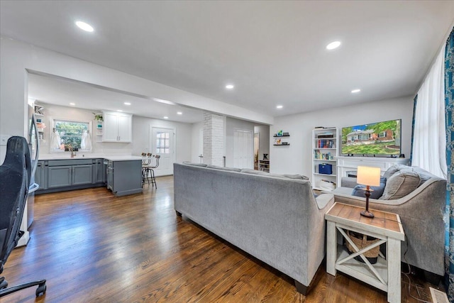 4708 Pawling St NW, Roanoke, VA 24012 - living area with dark wood-type flooring and recessed lighting