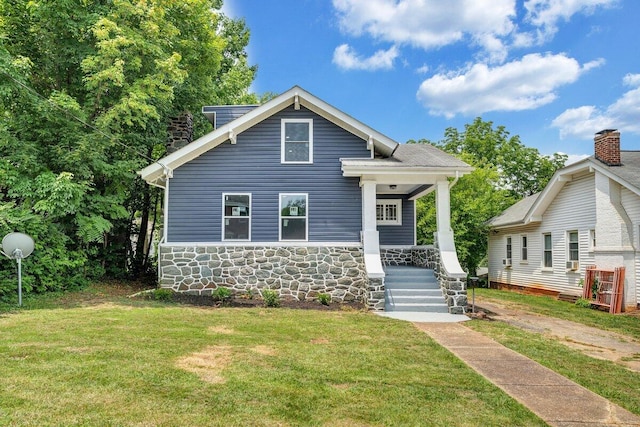 3311 Memorial Ave, Lynchburg, VA 24501 - bungalow featuring covered porch, a front lawn, and stone siding