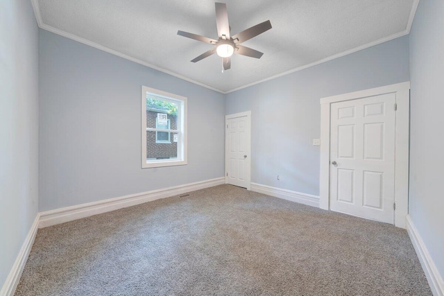 3311 Memorial Ave, Lynchburg, VA 24501 - carpeted empty room featuring ceiling fan, ornamental molding, and a textured ceiling