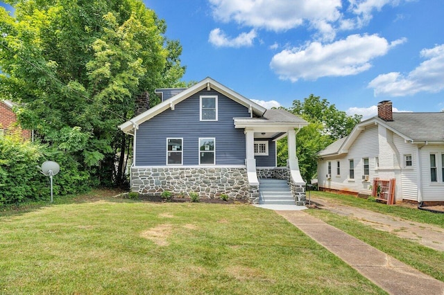 3311 Memorial Ave, Lynchburg, VA 24501 - view of front of home with a porch, a front lawn, and stone siding