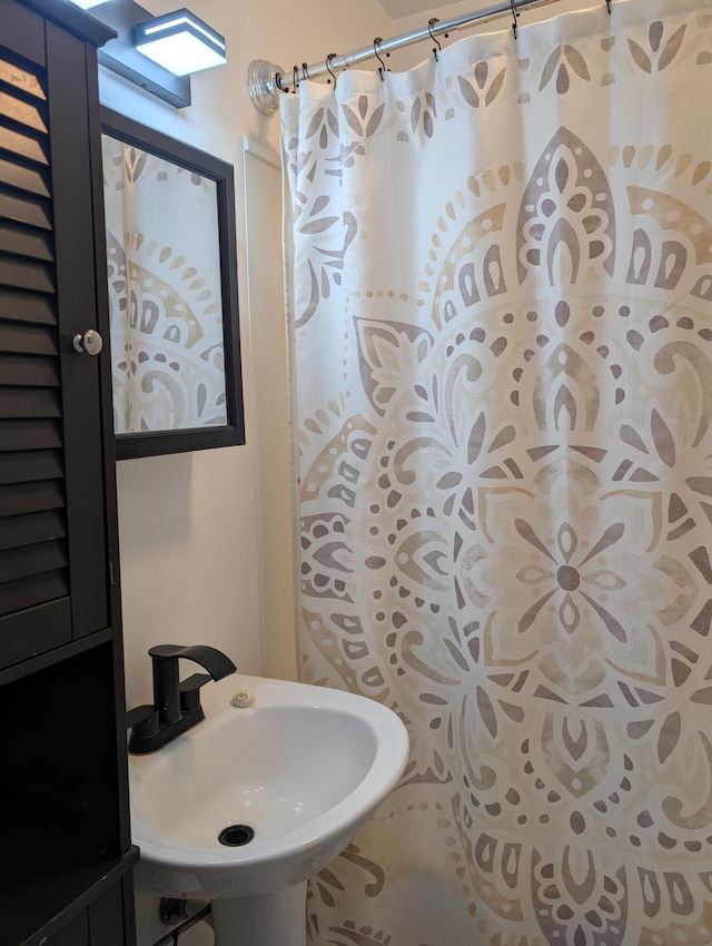 2221 W Main St, Salem, VA 24153 - bathroom with a sink and curtained shower