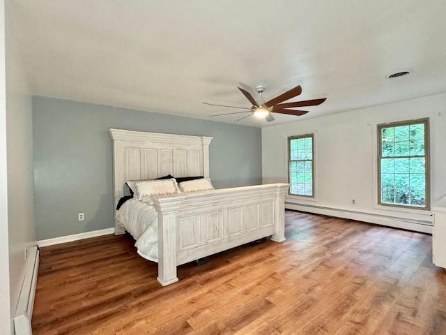 4867 Hunting Hills Dr, Roanoke, VA 24018 - bedroom with a baseboard radiator, light wood-type flooring, and a ceiling fan