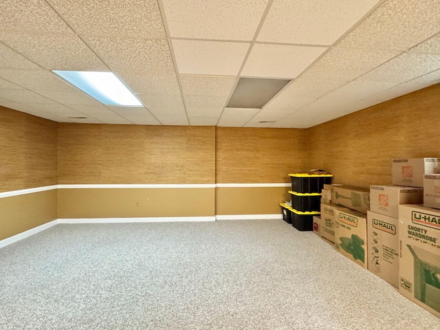 4867 Hunting Hills Dr, Roanoke, VA 24018 - finished basement featuring carpet floors, a drop ceiling, and baseboards
