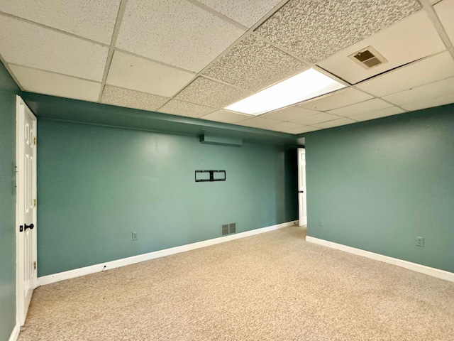 4867 Hunting Hills Dr, Roanoke, VA 24018 - finished below grade area with a paneled ceiling, carpet, and baseboards