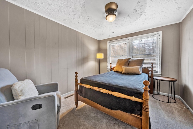 1465 Hardy Rd, Hardy, VA 24101 - carpeted bedroom featuring baseboards, a textured ceiling, and crown molding