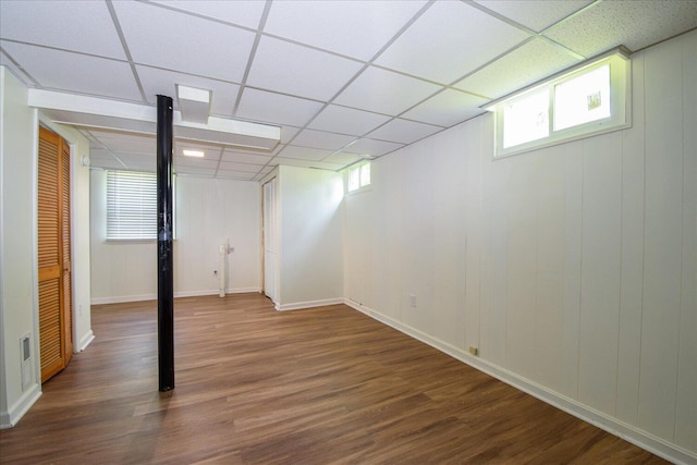 1008 Ridgecrest Dr, Roanoke, VA 24019 - basement with wood finished floors and a paneled ceiling