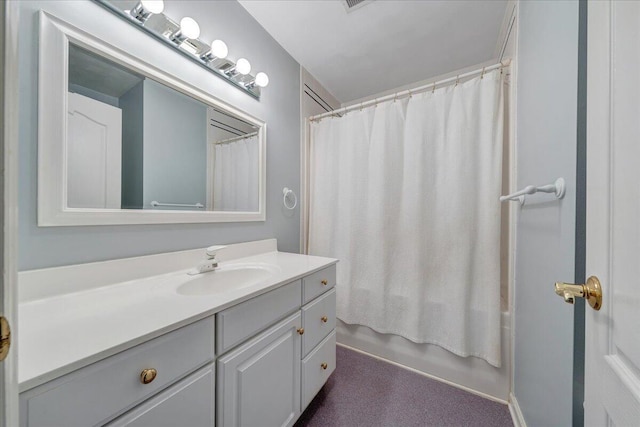 1425 Cravens Creek Ln SW, Roanoke, VA 24018 - bathroom with vanity and shower / bath combo with shower curtain