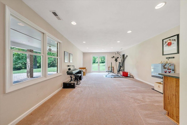 1425 Cravens Creek Ln SW, Roanoke, VA 24018 - workout area featuring carpet, baseboards, and recessed lighting