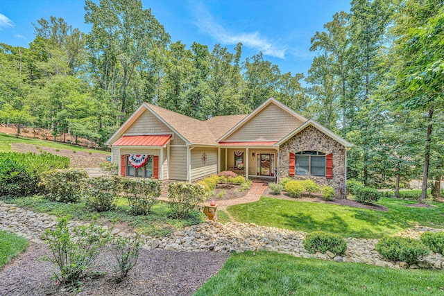 480 Winding Waters Dr, Moneta, VA 24121 - craftsman inspired home featuring a front yard and stone siding