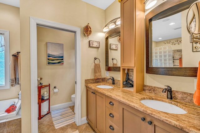 480 Winding Waters Dr, Moneta, VA 24121 - full bath with toilet, double vanity, tile patterned flooring, and baseboards