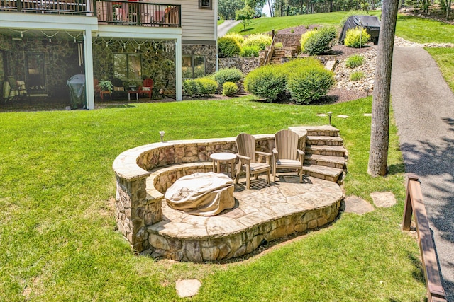 480 Winding Waters Dr, Moneta, VA 24121 - view of grassy yard featuring a balcony and a patio area