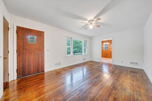 1113 Brandon Ave SW, Roanoke, VA 24015 - entrance foyer with ceiling fan, wood finished floors, and baseboards