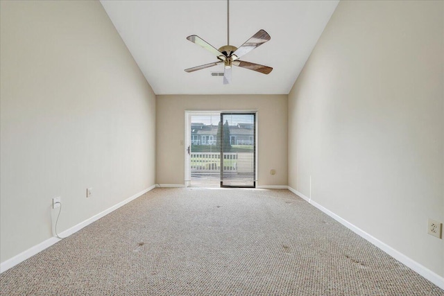 8506 Pine Hurst Cir, Roanoke, VA 24019 - empty room featuring lofted ceiling, a ceiling fan, carpet flooring, and baseboards