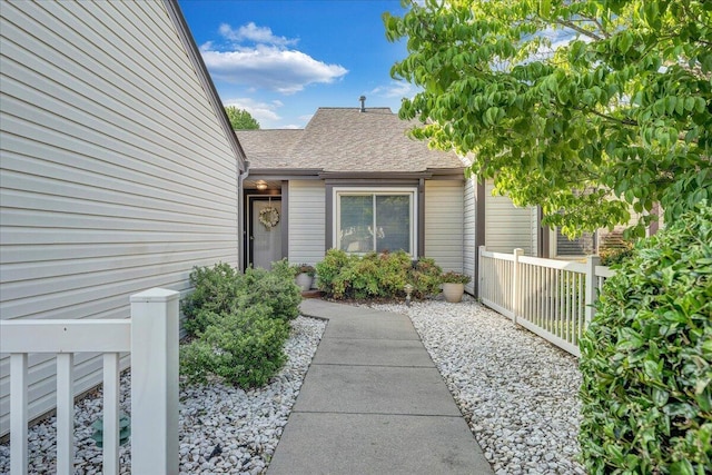 8506 Pine Hurst Cir, Roanoke, VA 24019 - doorway to property featuring roof with shingles