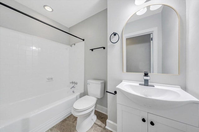 547 Dillard Rd SW, Roanoke, VA 24014 - full bath with toilet, baseboards, vanity, and shower / bath combination