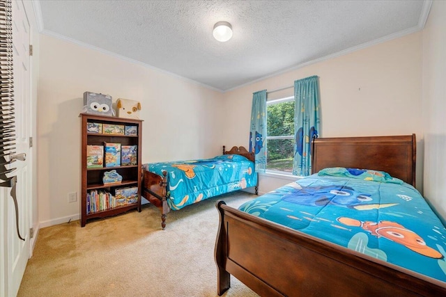384 White Oak Ln, New Castle, VA 24127 - bedroom featuring carpet flooring, crown molding, a textured ceiling, and baseboards