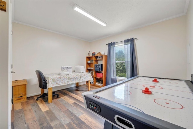 384 White Oak Ln, New Castle, VA 24127 - game room with wood finished floors and ornamental molding