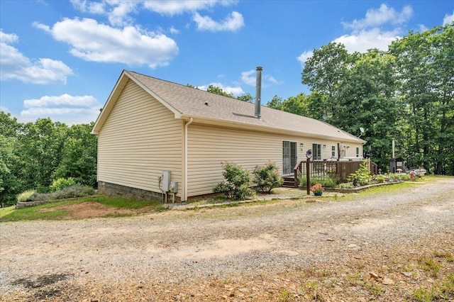384 White Oak Ln, New Castle, VA 24127 - view of side of property featuring a wooden deck and roof with shingles