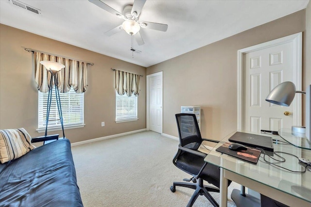 6119 Carolina Trl, Roanoke, VA 24019 - home office featuring carpet floors, ceiling fan, and baseboards