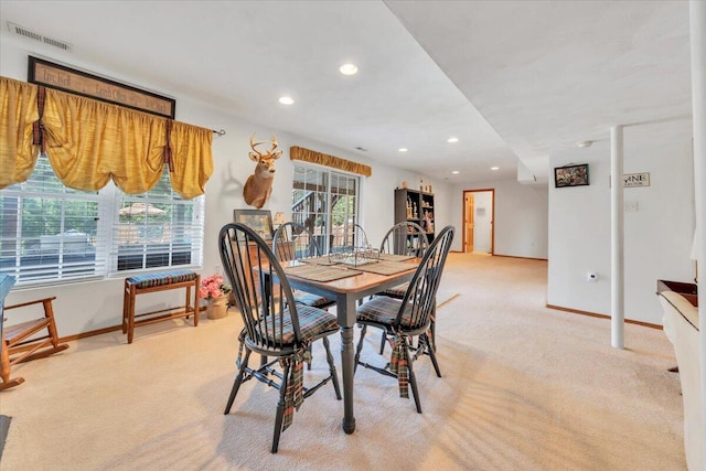 6119 Carolina Trl, Roanoke, VA 24019 - dining room with light colored carpet, recessed lighting, and baseboards