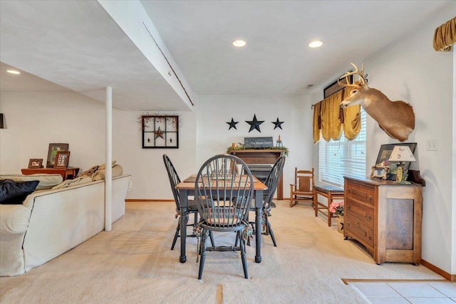 6119 Carolina Trl, Roanoke, VA 24019 - dining room with baseboards, light carpet, and recessed lighting