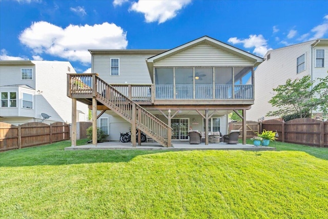 6119 Carolina Trl, Roanoke, VA 24019 - rear view of house with a patio area, a sunroom, and stairway