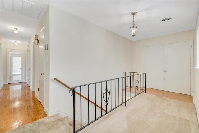 1207 Laymantown Rd, Troutville, VA 24175 - hallway featuring an upstairs landing, wood finished floors, and baseboards