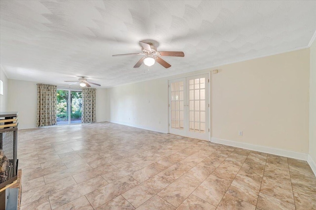 1207 Laymantown Rd, Troutville, VA 24175 - unfurnished living room featuring a ceiling fan and baseboards