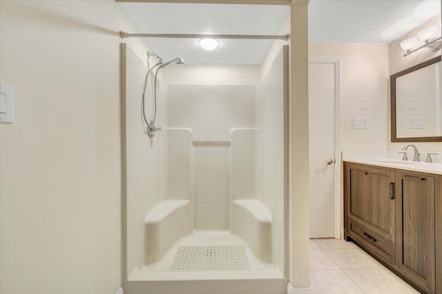 1207 Laymantown Rd, Troutville, VA 24175 - full bathroom with a stall shower, tile patterned flooring, and vanity