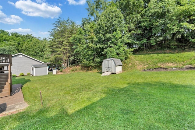 715 N Stonewall St, Salem, VA 24153 - view of green lawn with a shed and a deck