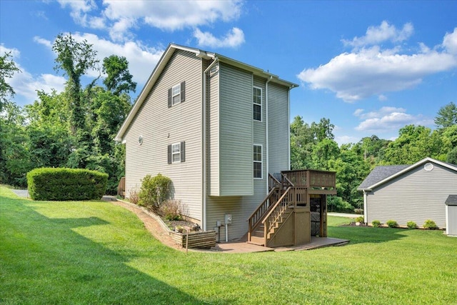 715 N Stonewall St, Salem, VA 24153 - back of property featuring stairs, a yard, and a deck