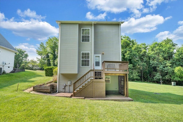 715 N Stonewall St, Salem, VA 24153 - back of house with stairs, a deck, and a yard