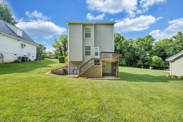 715 N Stonewall St, Salem, VA 24153 - back of property featuring a wooden deck, stairway, and a yard