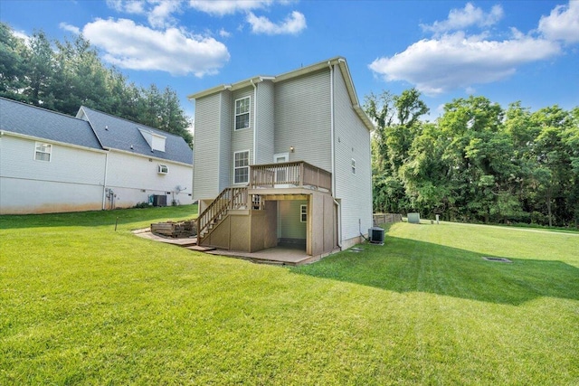 715 N Stonewall St, Salem, VA 24153 - back of house featuring stairway, a deck, and a yard