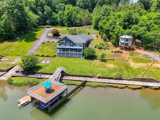 285 Dixon Dr, Hardy, VA 24101 - view from above of property with a nearby body of water and a heavily wooded area