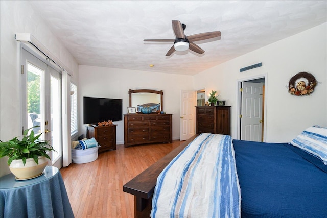 285 Dixon Dr, Hardy, VA 24101 - bedroom with light wood-type flooring, access to outside, and a ceiling fan